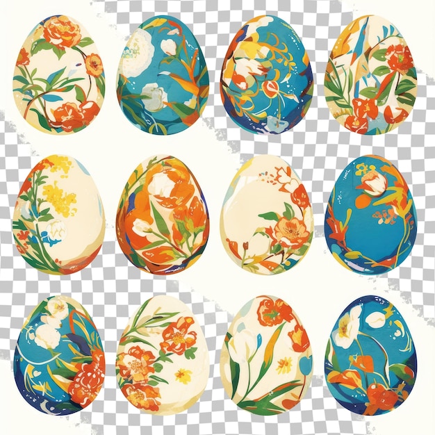 PSD a collection of easter eggs on a checkered background