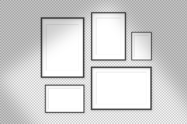 Collection of elegant frames on transparent background