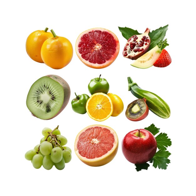 A Collection Of Fruits And Vegetables Isolated On White