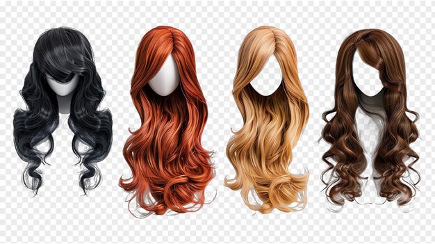 PSD collection hair wig isolated on transparent background