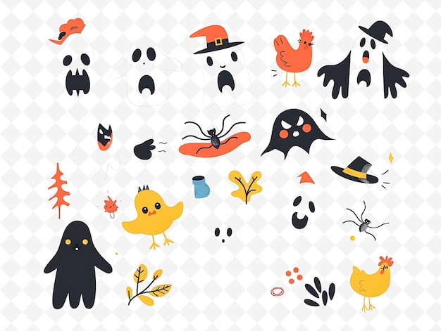 PSD a collection of halloween icons and the word quot monster quot and quot faces quot