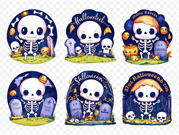 a collection of halloween pictures with a skeleton and skeletons