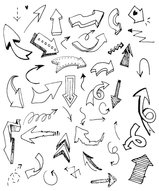 PSD collection of hand drawn arrows