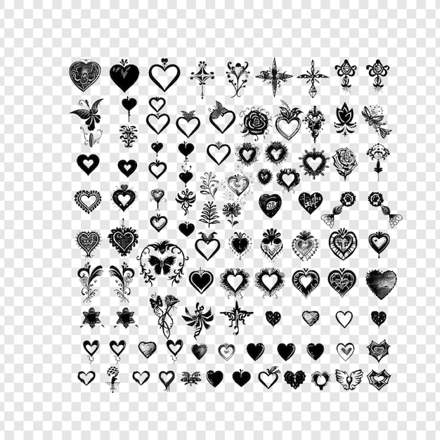 PSD a collection of hearts and crosses with a cross on the bottom