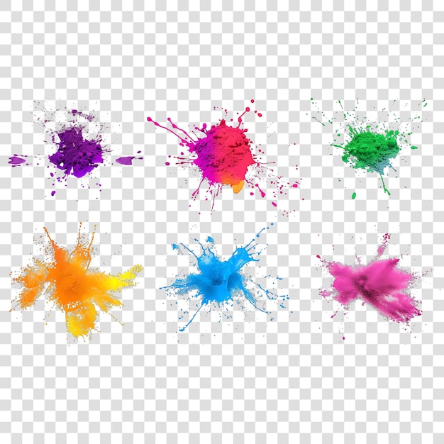 PSD collection for holi festivalon transparent background