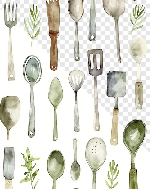 a collection of kitchen utensils