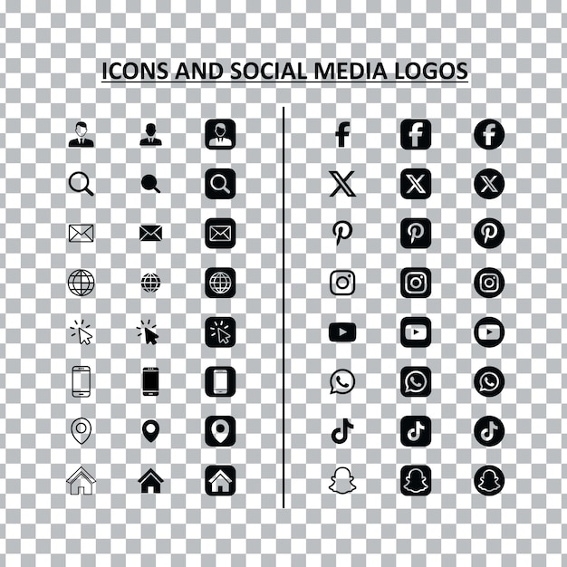 PSD a collection of logos for social media and social media transparence logo use all side logo ideas