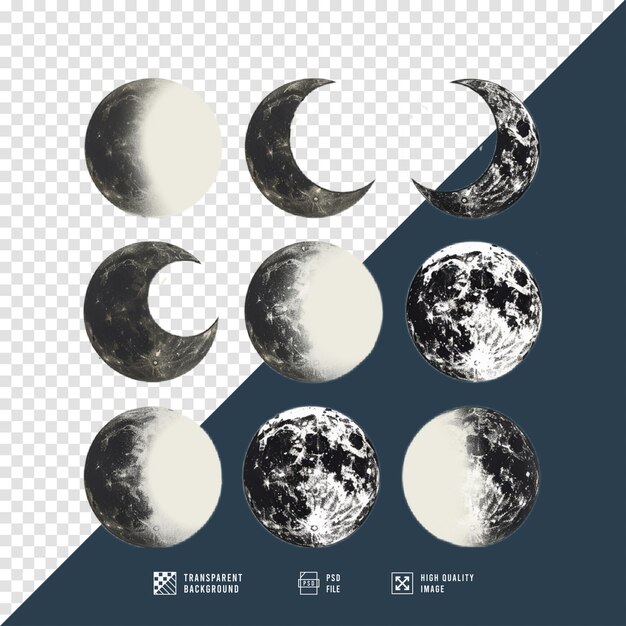 PSD collection of moon images without background in hd quality