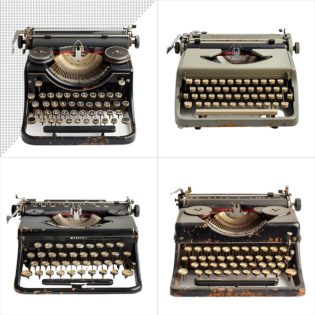 PSD collection of oldfashioned typewriters isolated