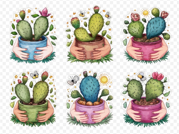 a collection of pictures of cactus and flowers