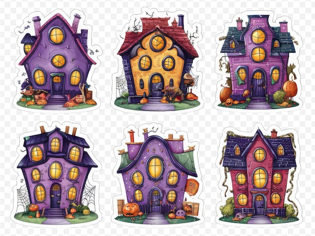 a collection of pictures of a house with a house with a clock on the front