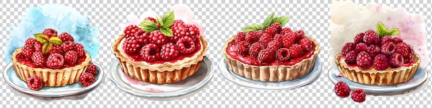 PSD a collection of a pie with raspberries on it isolated on transparent background