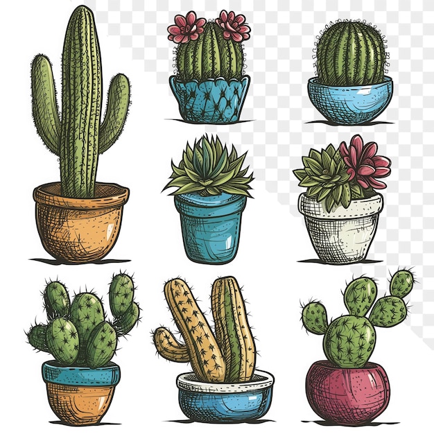 PSD a collection of potted cactus cactus and cactus