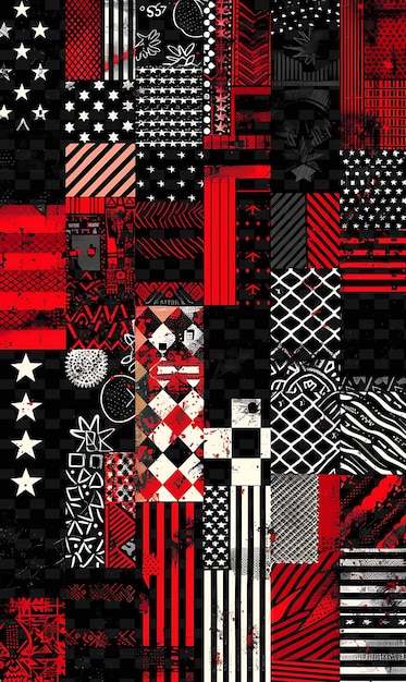 PSD a collection of red and black squares and stars