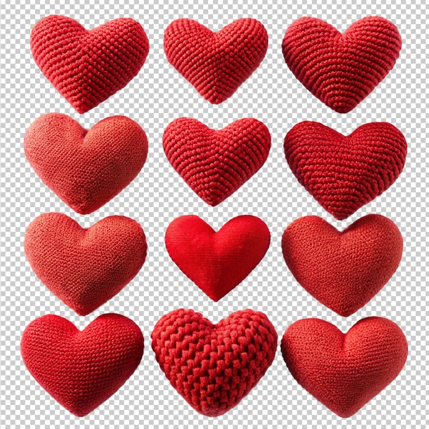 collection of a red knitted hearts