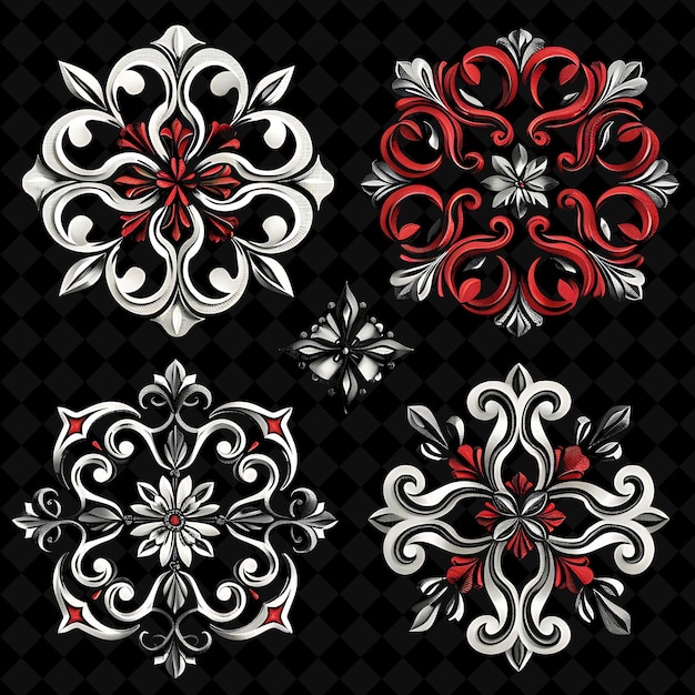 PSD a collection of red and white ornaments including a design that says quot red quot