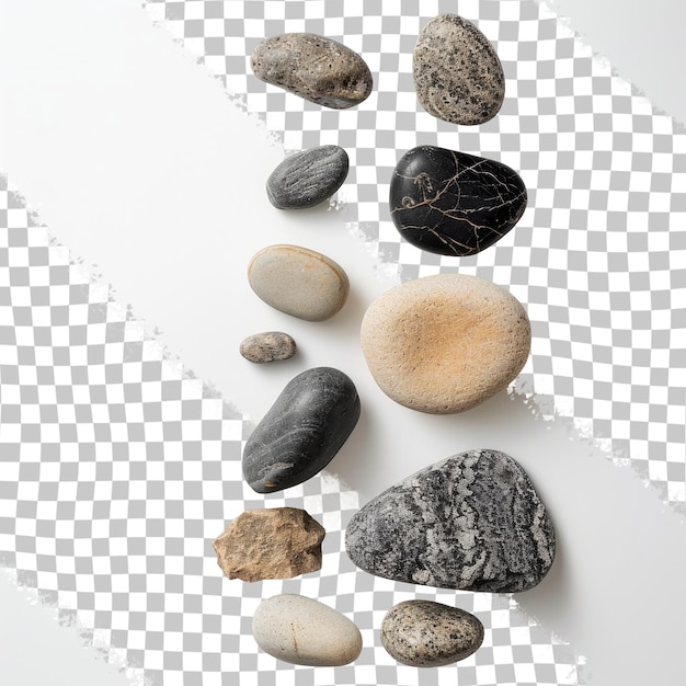 PSD a collection of rocks and rocks on a white background with a white background