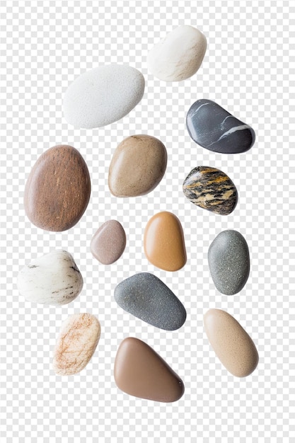 PSD a collection of rocks and stones on a transparent background