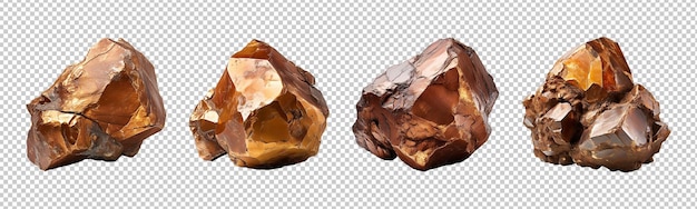 Collection set of Bronze nugget isolated on transparent background