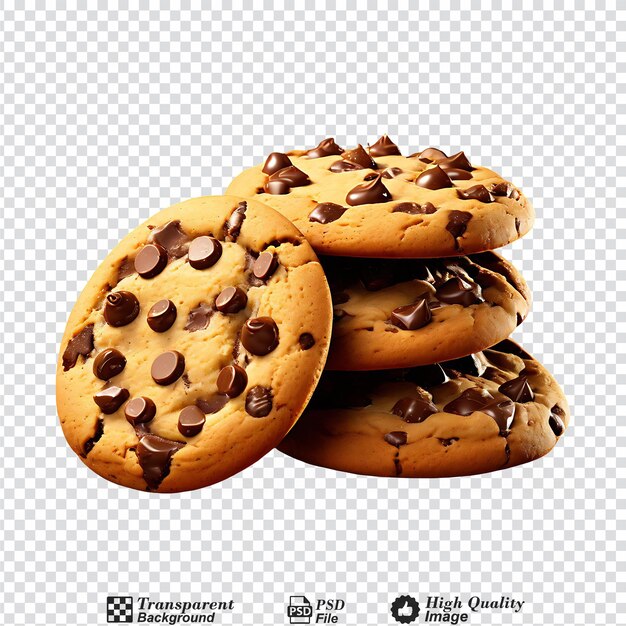 collection set of chocolate chip cookies isolated on transparent background