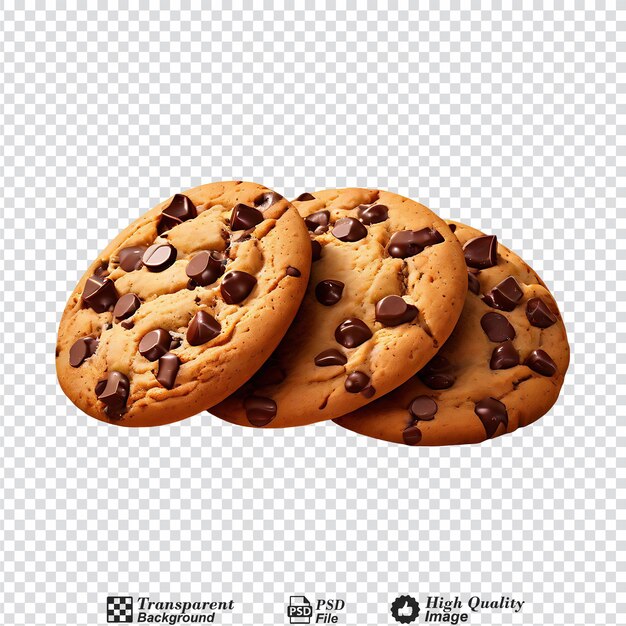 collection set of chocolate chip cookies isolated on transparent background