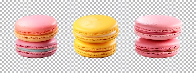 PSD collection set of macaroons isolated on a transparent background cut out