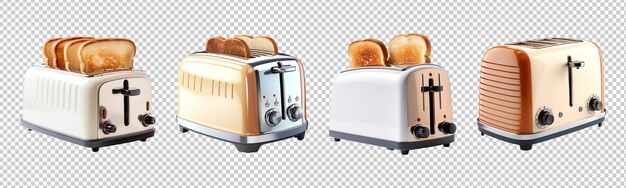 PSD collection set of toasters isolated on transparent background