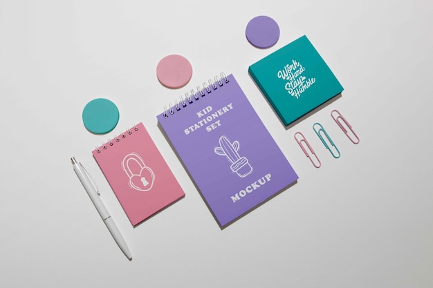 Collection of stationery products for children