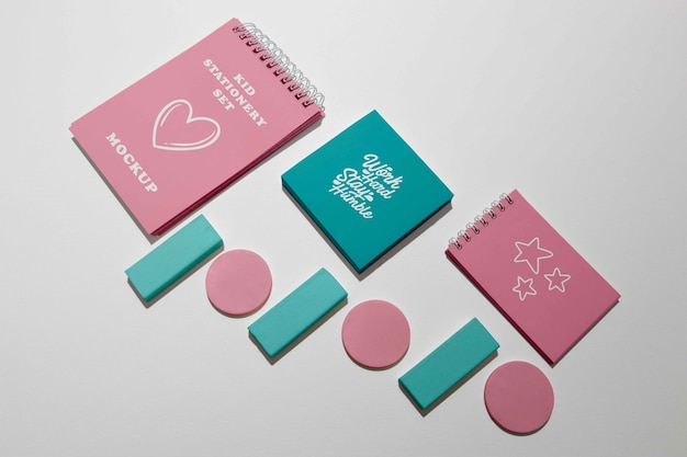 Collection of stationery products for children