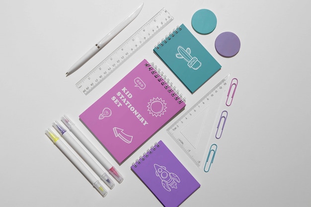 Collection of stationery products for children