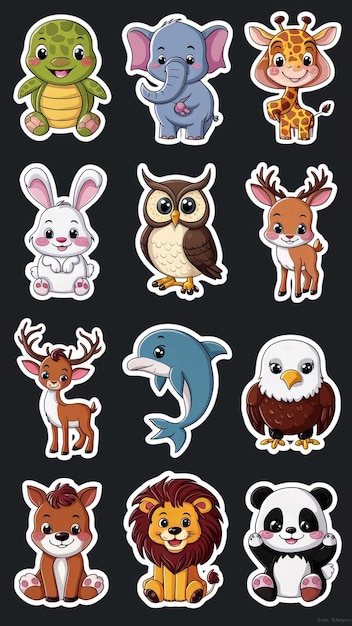 PSD a collection of stickers with owls and animals on them