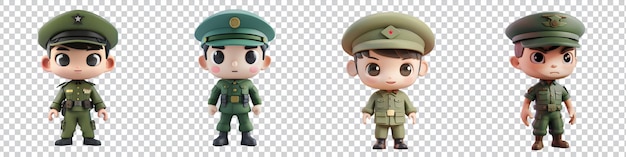 a collection of toy of a soldier on transparent background