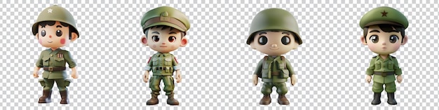 a collection of toy of a soldier on transparent background