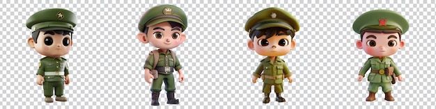 a collection of toy of a soldier on transparent background