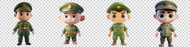 a collection of toy of a soldier on transparent background