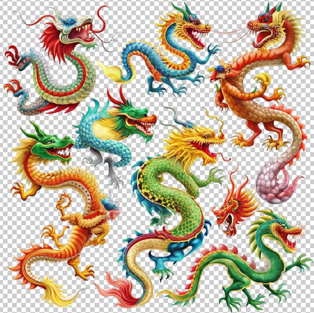 PSD collection of traditional chinese dragons