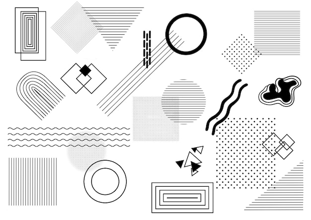 PSD collection trendy halftone vector geometric shapes