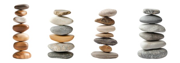 PSD collection of various zen stones on transparent background each one is shot separately