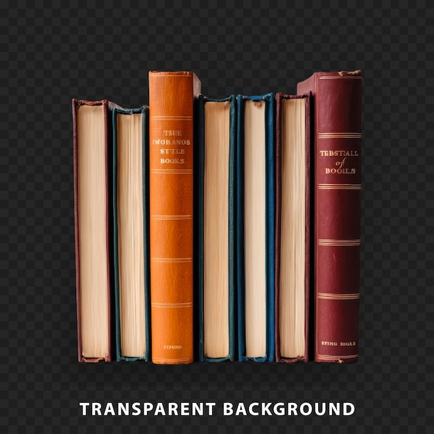 PSD a collection of vintage books isolated on transparent background