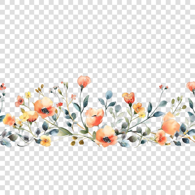 PSD collection with floral ornaments flower elementon transparent background