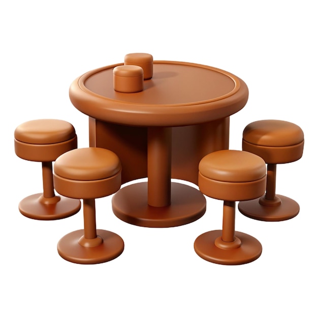 PSD a collection of wooden furniture with a round table and a round table with a round top