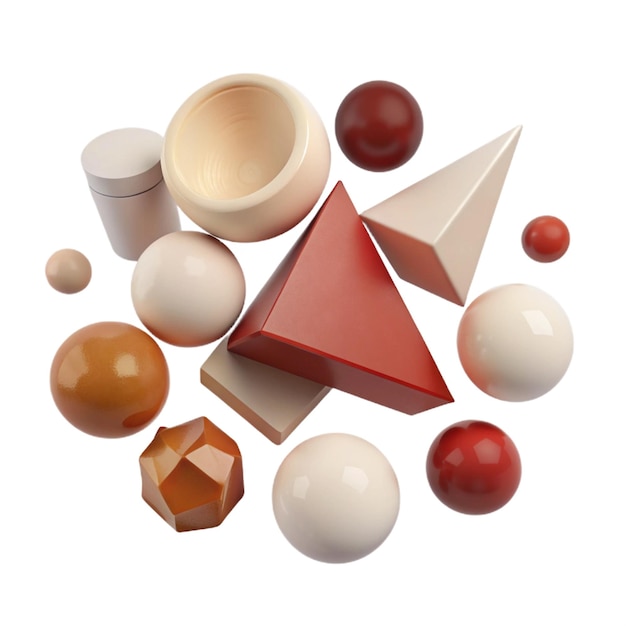 a collection of wooden objects including one that has a triangle on it