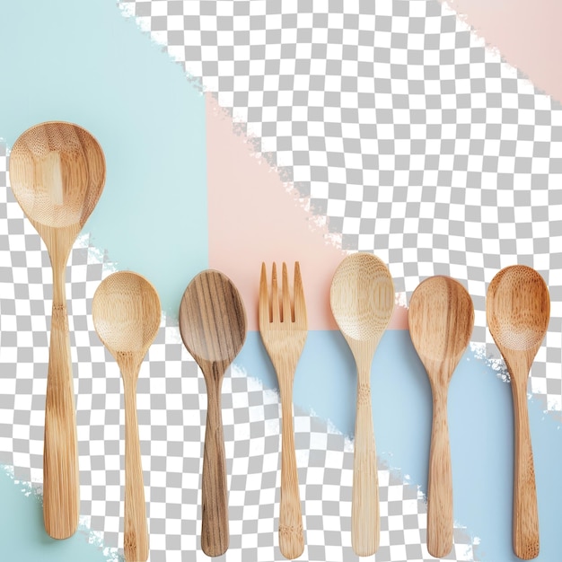 a collection of wooden spoons with different colors and colors