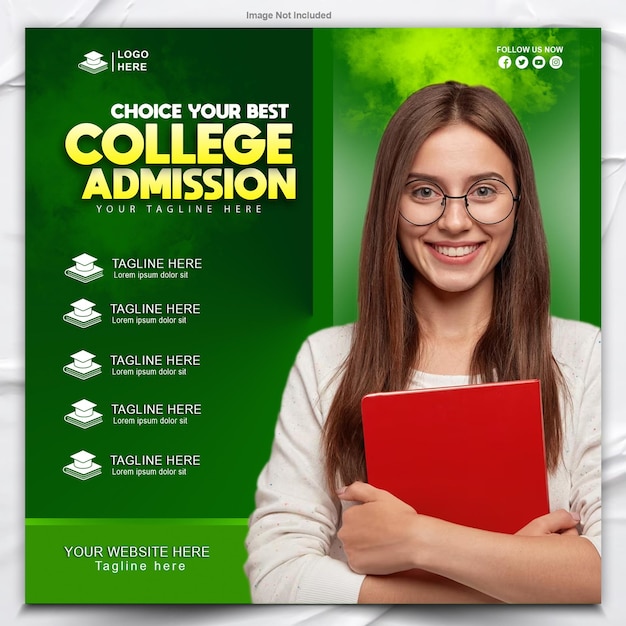 College Admission open poster design template