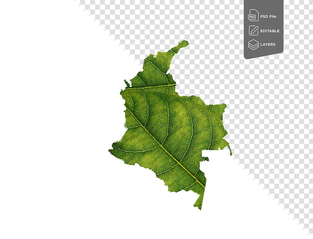 Colombia Map Made Of Green Leaves On White Background Ecology Concept 3d Illustration