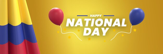 colombia national day independence day banner with flag and editable text background