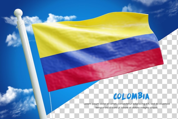 Colombia realistic flag 3d render isolated or 3d Colombia waving flag illustration