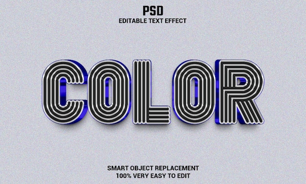 Color 3d editable text effect with background Premium Psd