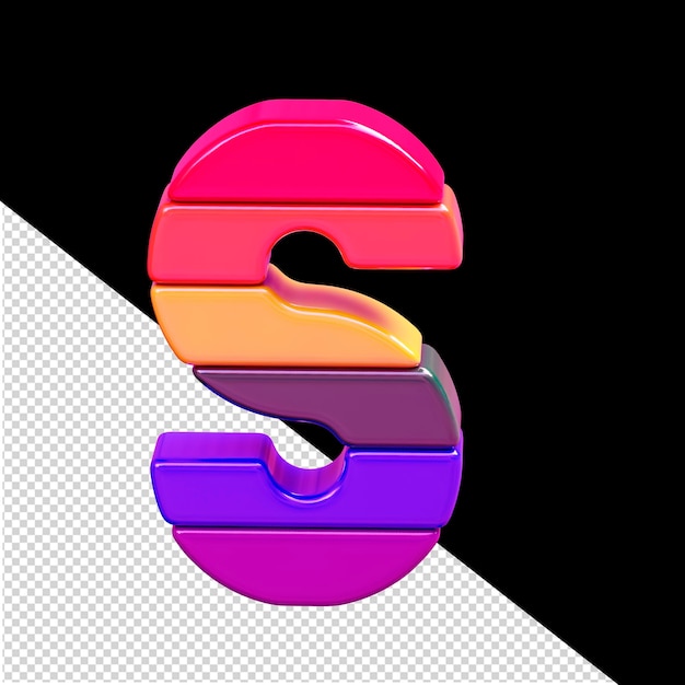 PSD color 3d symbol made of horizontal blocks letter s