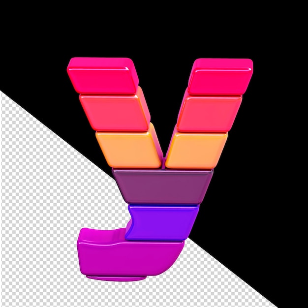 Color 3d symbol made of horizontal blocks letter y